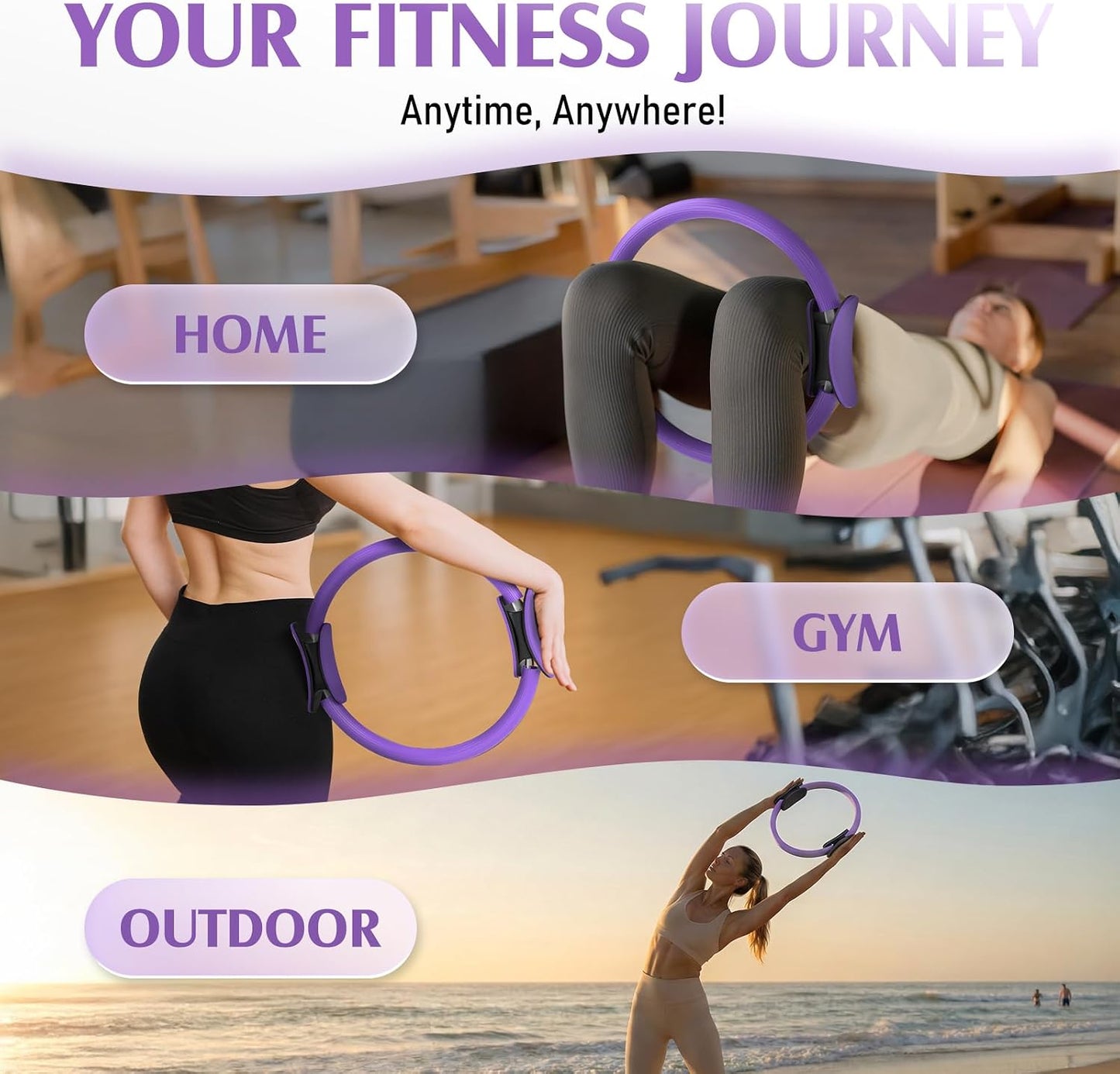 JKSHMYT Pilates Ring Fitness Circle for Women, Pilates Equipment – 14.5" Home Magic Exercise Workout, Better me Pilates Essentials Starter Set for Beginners Toning Inner Thighs, Arms and Core