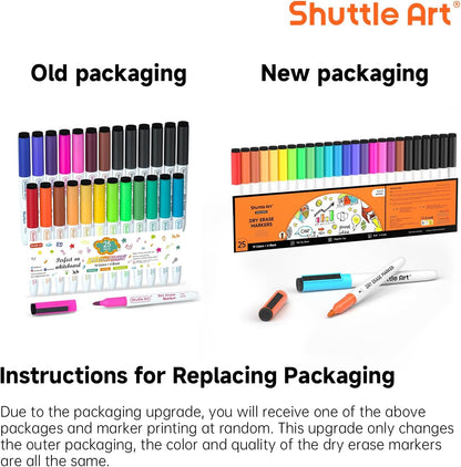 Shuttle Art Magnetic Whiteboard Markers, 20 Pieces Fine Tip and Eraser, Dry Erase Whiteboard Markers, for Writing on Whiteboards, Weekly Planner, Glass for School Office Home