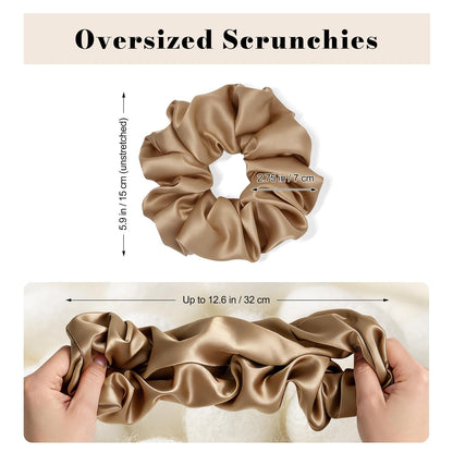 100% Mulberry Silk Scrunchies for Women, Oversized XL Hair Tie for Sleeping, Curly Thick or Thin Hair, No Damage Soft Silk Hair Accessory