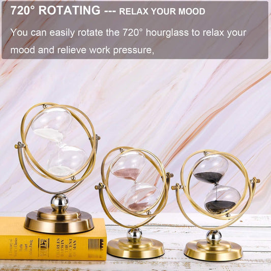Hourglass Timer 60 Minutes Sand Timer: Antique Sand Clock 60 Minutes, Vintage Brass Sand Watch 60 Min, 1 Hour Glass for Decorative, Large Rotating Metal Sandglass