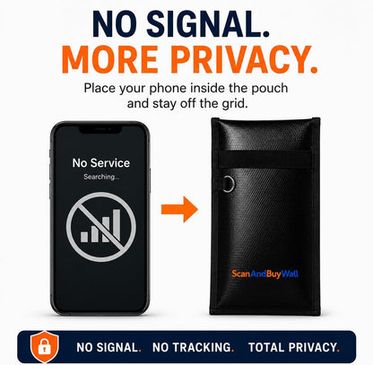 Faraday Bag for Phones (2 Pack) – Signal Blocking Pouch - Blocks Cell WiFi Bluetooth GPS RFID & NFC - Privacy Protection Faraday Phone Bag for Phones Credit Cards Passports & Key Fobs – 7.9" x 4.7"