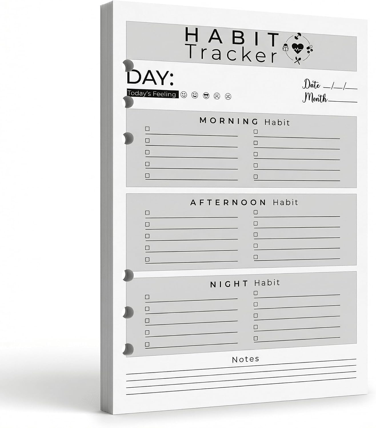A5 Weekly Habit Tracker Inserts - Motivation & Rewards Pages for Weekly Goals and Consistency, Double-Sided 6-Hole Refill for A5 Binders, 50 Sheets, 100 Pages