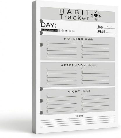 A5 Weekly Habit Tracker Inserts - Motivation & Rewards Pages for Weekly Goals and Consistency, Double-Sided 6-Hole Refill for A5 Binders, 50 Sheets, 100 Pages