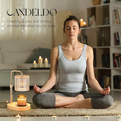 Candeldo Candle Warmer Lamp with Timer: Black Candle Warming Lamp Height Adjustable Wax Melt Warmer Dimmable Modern Farmhouse New Home Bedroom Decor Mothers Day Housewarming Gift for Women