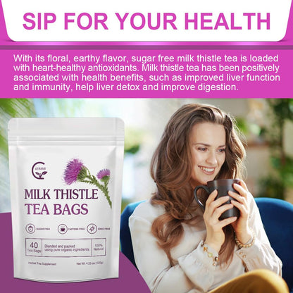 Organic Roasted Dandelion Root Tea with Milk Thistle Tea - Supports Kidney Function and Liver Function, 30 Tea Bags