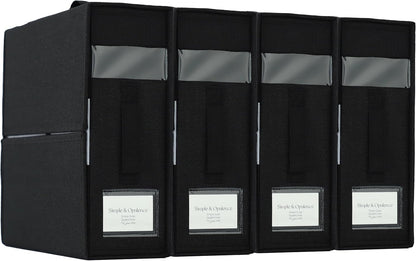 Simple&Opulence 4 Pack Bed Sheet Organizers and Storage, Linen Closet Organizers, Sheets Set Folder Storages with Window and Label (Queen/King Size) Organizing Bedding Container, Linen