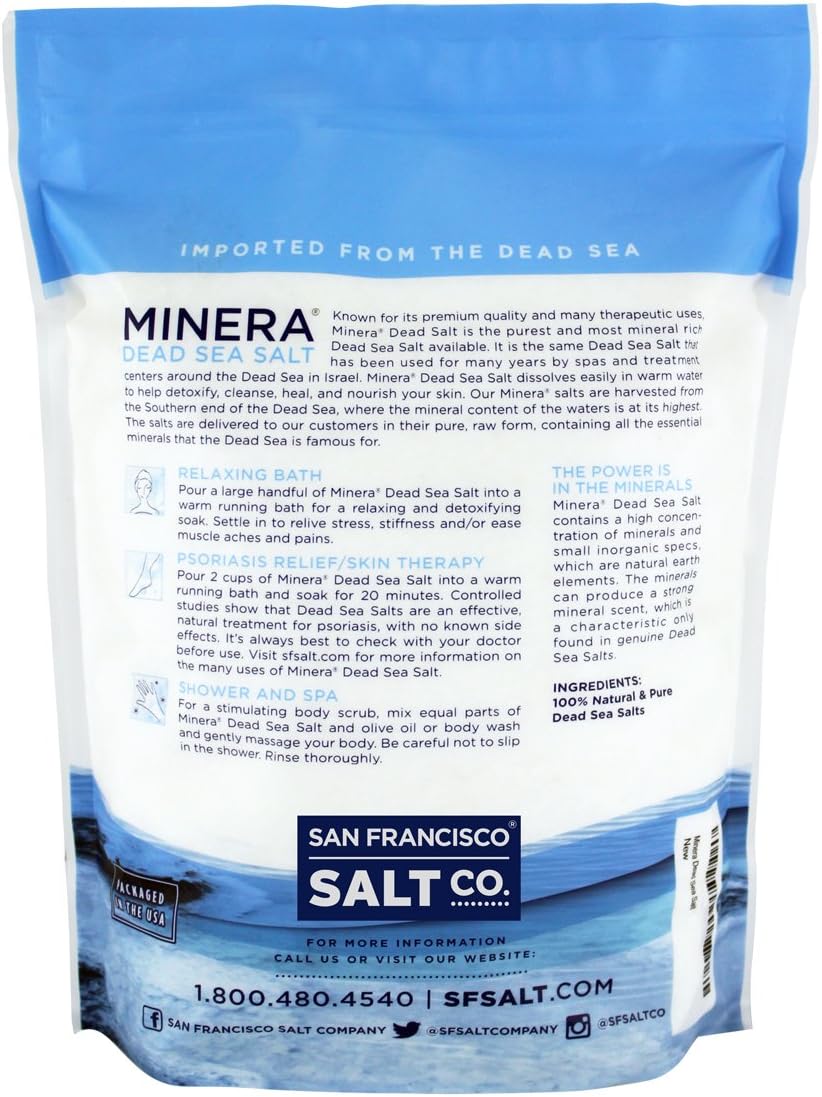 Minera Fine Grain Dead Sea Salt for Bath & Soaking, 100% Pure, 2 lb