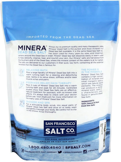 Minera Fine Grain Dead Sea Salt for Bath & Soaking, 100% Pure, 2 lb