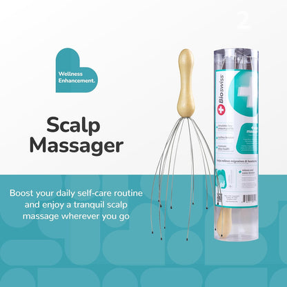 BioSwiss Claw Massage Roller, Handheld Muscle Massager with 5 Rotating Heads for Back, Legs, and Shoulder