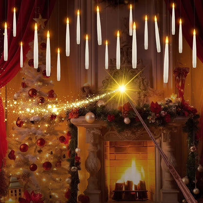 24 Pcs LED Flameless Candles with Remote, 3D Flickering Flame & LED String Lights, Acrylic Clear Cylinder, Timer Function, Romantic Ambience for Home Decor, Party, Wedding (Ivory).