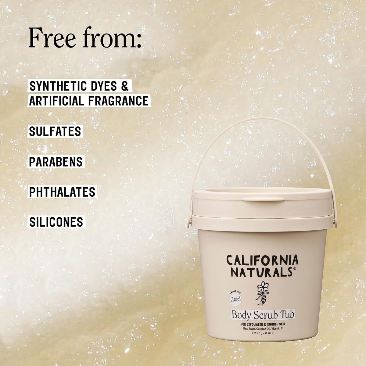 California Naturals Exfoliating Body Scrub with Coconut Oil, Sugar and Vitamin C Naturally Scented with Toasted Coconut, 14.5 oz