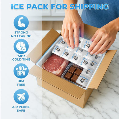 Dry Ice Packs for Shipping - Long Lasting ice Packs - 24+ Hour Freeze Power - BPA Free - 12 Pack Bulk 3 lb – Hielo Seco - Reusable Gel Bricks for Food