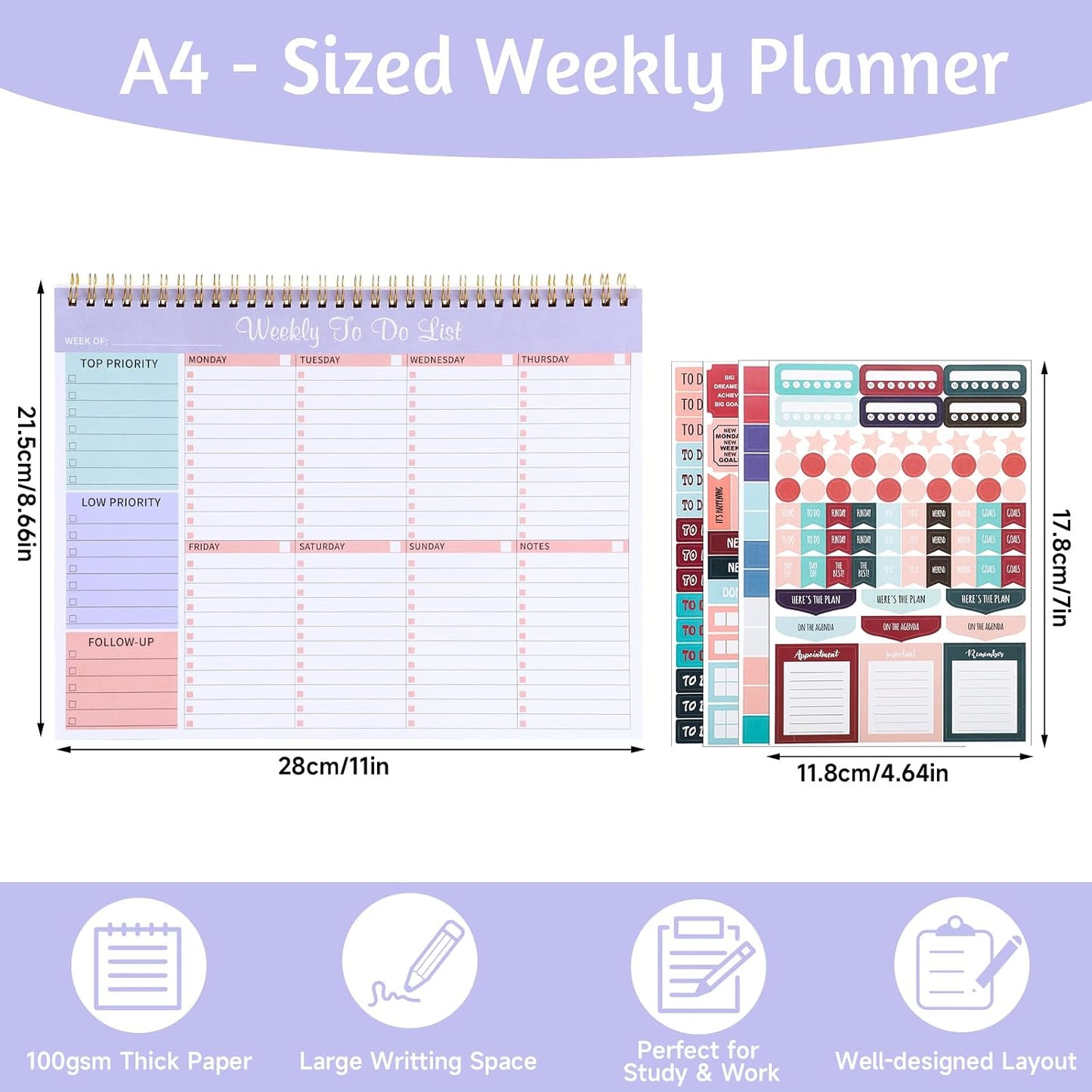 Thboxes Weekly To Do List Notepad, 8.5"x11" Desk Planner 52 Sheets, Green | 100GSM Paper Undated Habit Planner, Productivity Organizer Notepad, for Home School Office Work, Travel, College Essentials
