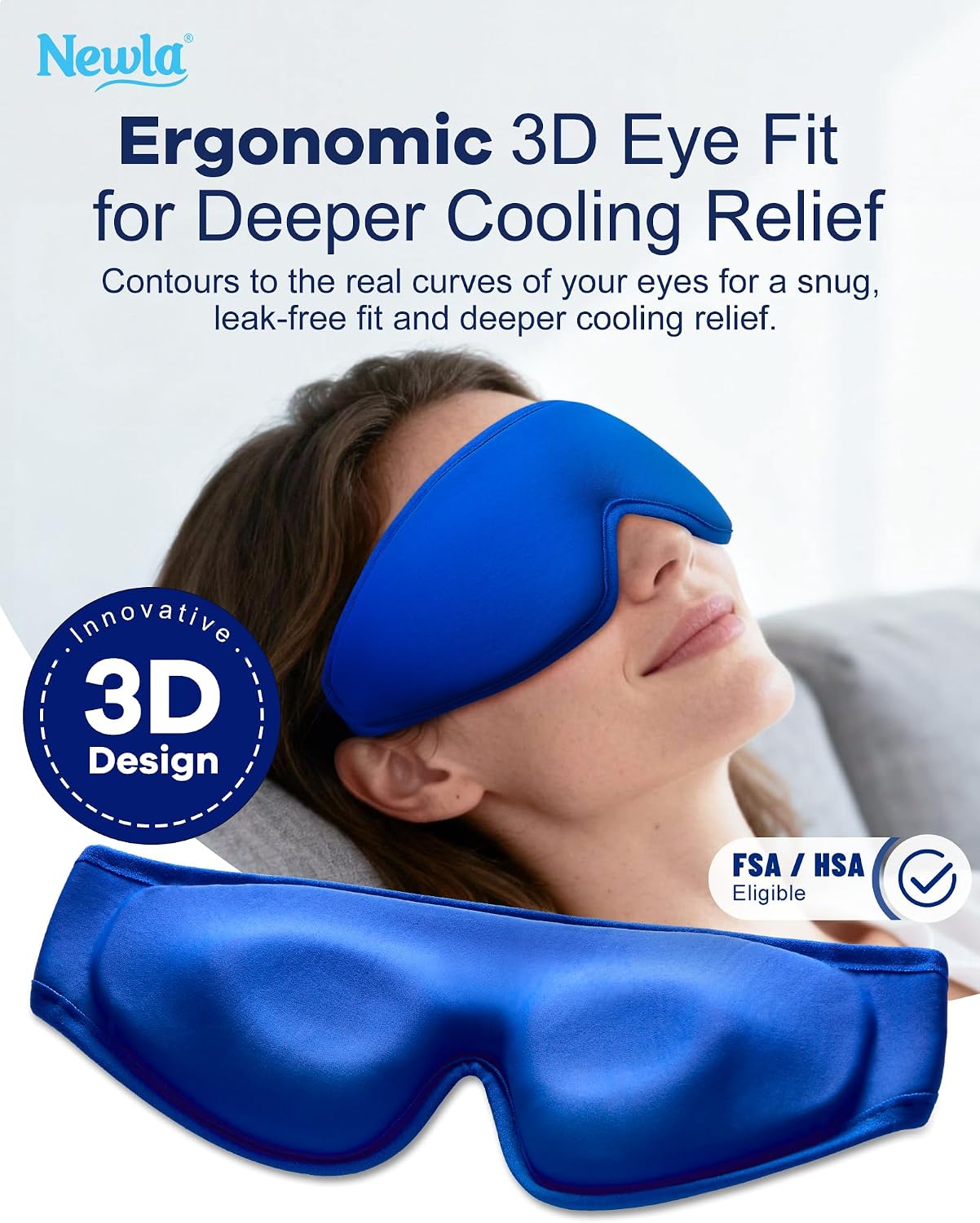 Cooling Gel Eye Mask for Puffy Eyes, Larger Full-Eye Cold Compress for Swelling, Ice-Cold Gel Therapy, Forehead & Upper Cheek Cooling Relief, Reusable Ice Pack for Eyes, FSA Eligible HSA, Black