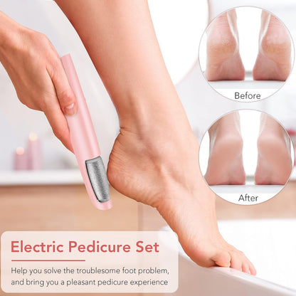 LINKEVAP Electric Callus Remover for Feet, Professional Pedicure Kit Foot Scrubber for Dry, Dead, Cracked, Hard Skin, at Home Feet Spa Care Kit for Men & Women (Cold White)