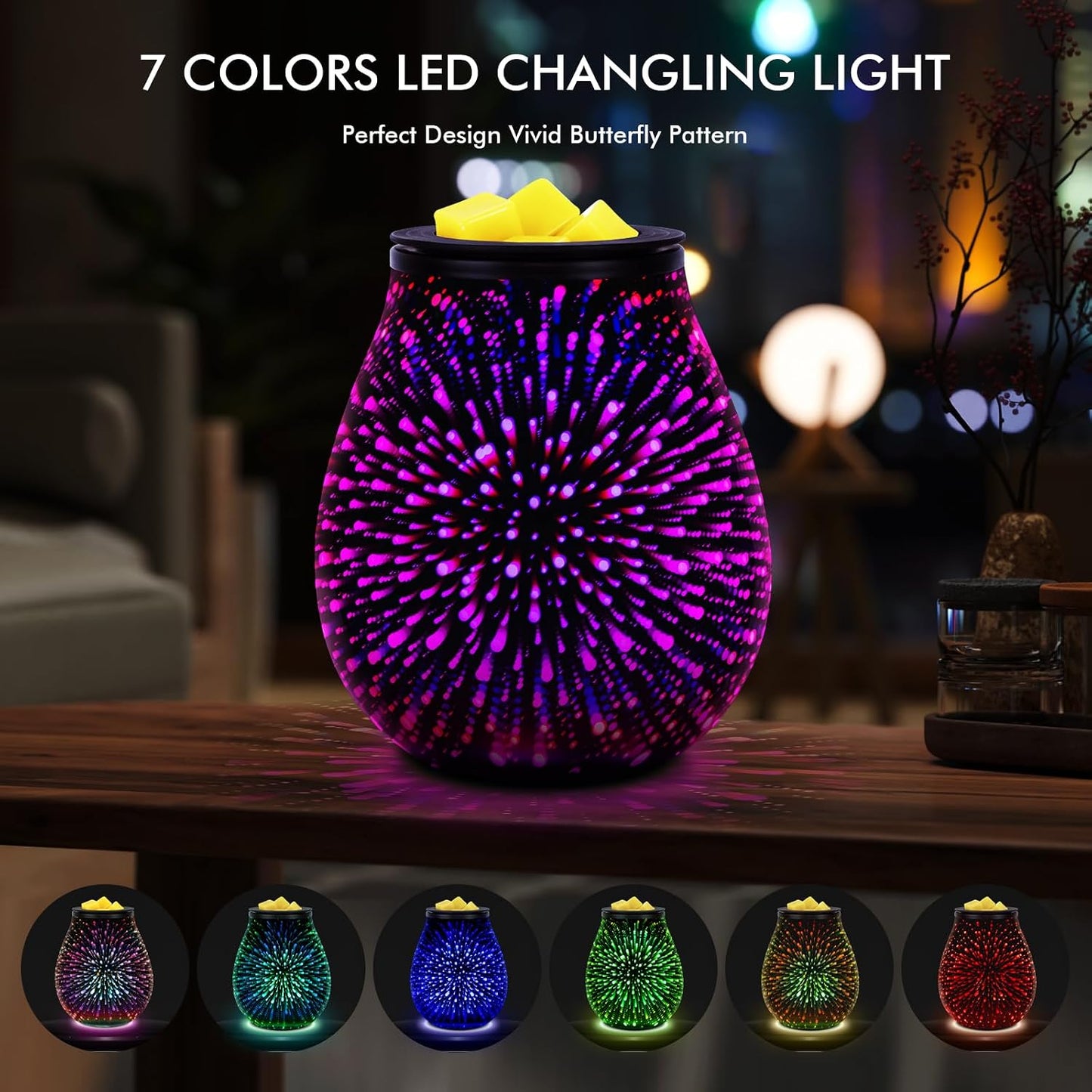 Wax Melt Warmer for Scented Wax- Glass Wax Melter for Home Fragrance with Removable Tray, Essential Oil Warmer Wax Cubes Burner Aroma Night Light for Home Office Bedroom Decor Gifts for Women