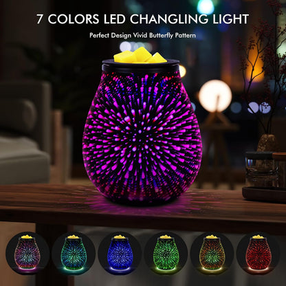 Wax Melt Warmer for Scented Wax- Glass Wax Melter for Home Fragrance with Removable Tray, Essential Oil Warmer Wax Cubes Burner Aroma Night Light for Home Office Bedroom Decor Gifts for Women