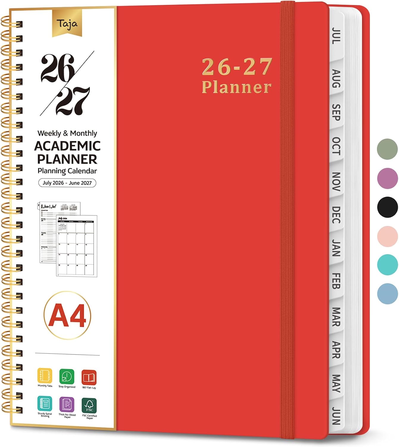 Planner 2026-2027, 8.5" x 11" Weekly and Monthly Academic Year Planner Calendar, July 2026 - June 2027, Hardcover Large School Planning Agenda With Tabs, Perfect for School & Office Supplies, A4, Green
