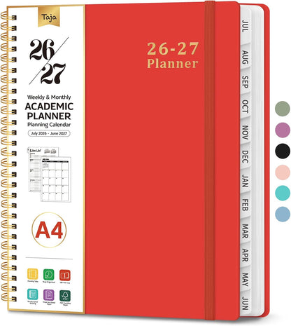 Planner 2026-2027, 8.5" x 11" Weekly and Monthly Academic Year Planner Calendar, July 2026 - June 2027, Hardcover Large School Planning Agenda With Tabs, Perfect for School & Office Supplies, A4, Green