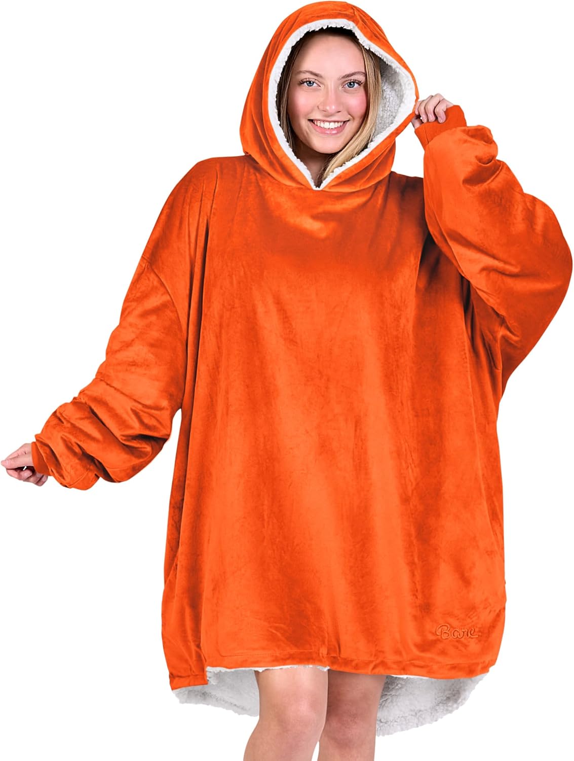 Bare Home Wearable Blanket Hoodie - Soft Plush Sherpa - Warm and Cozy - Oversized Wearable Blanket