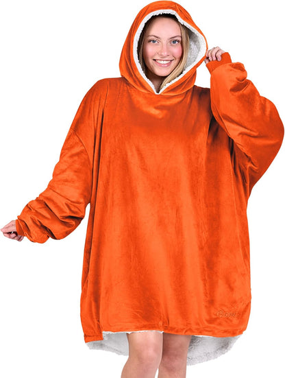 Bare Home Wearable Blanket Hoodie - Soft Plush Sherpa - Warm and Cozy - Oversized Wearable Blanket