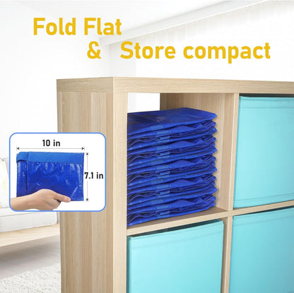 TICONN Extra Large Moving Bags Heavy Duty with Zippers & Carrying Handles, Durable Storage Bags Moving Boxes for Closet Organizers and Storage (Blue)