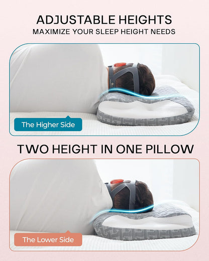 Elviros CPAP Pillow for Side Sleeping, Sleep Apnea Memory Foam Pillow for All CPAP Masks Users to Reduce Air Leaks & Masks Pressure, Adjustable Height with Cooling Breathable Cover (Grey)