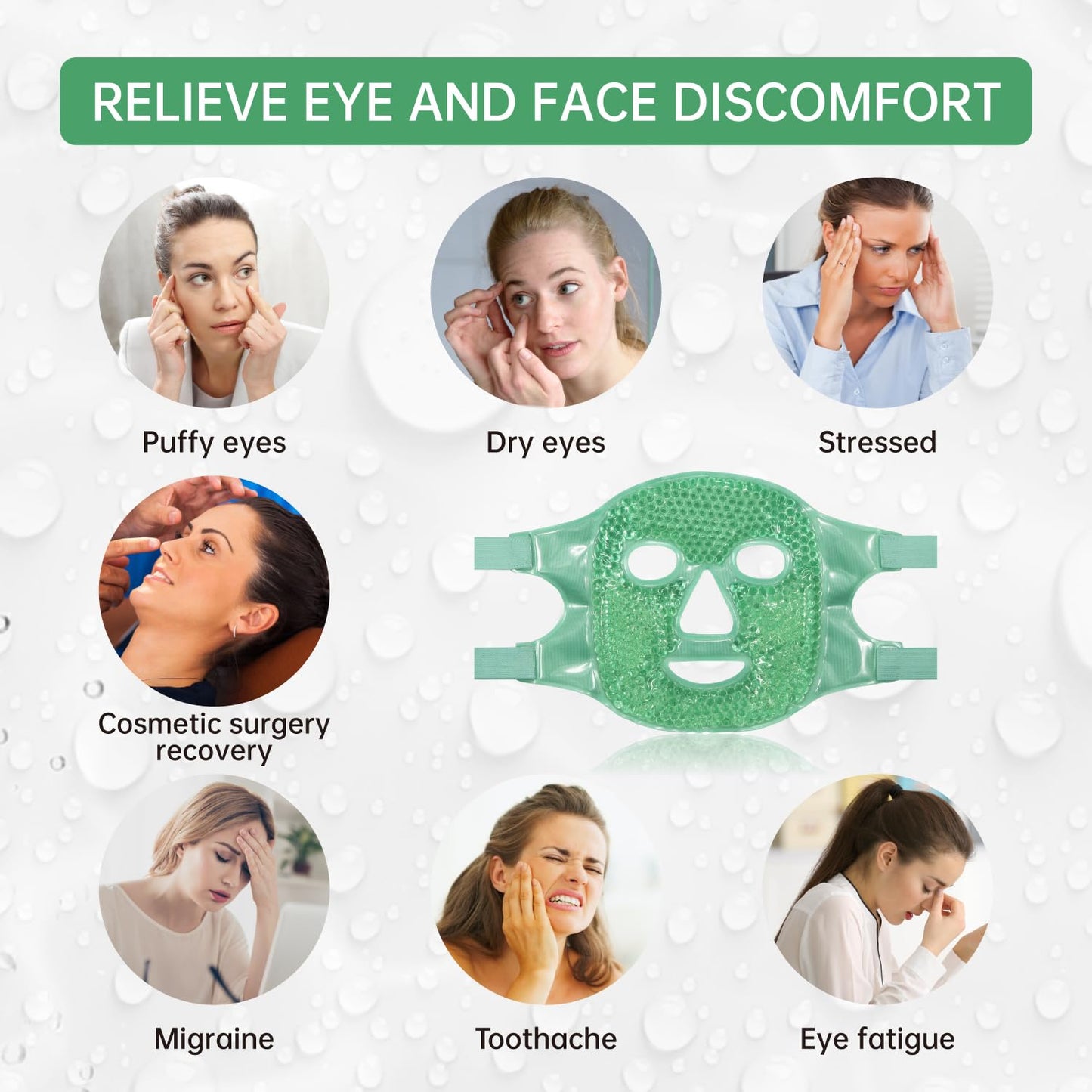 ZNÖCUETÖD Cold Face Eye Mask Ice Pack Reduce Facial Puff, Dark Circles, Hot Cold Compress Pack, Face SPA Gift for Woman Sleeping, Pressure, Headaches, Skin Care, Post Laser Cosmetic Care, Reversible
