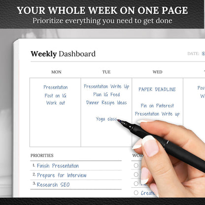 Weekly Dashboard To-Do List Notepad – Undated Weekly Planner with Habit Tracker & Notes – Minimalist A4 Layout for Productivity, Organization & Time Management (Colorful)