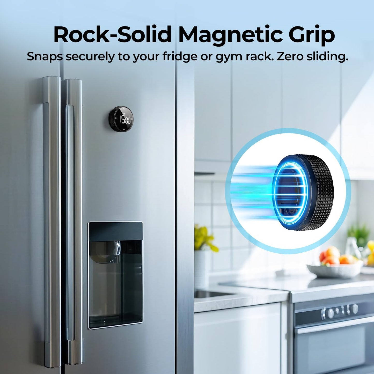USB Rechargeable Magnetic Kitchen Timer for Cooking, Building 800mAh Battery Large Display Digital Countdown Countup Timer, 3 Preset 5/15/25 Mins Loud Alarm for Baking Grilling Studying