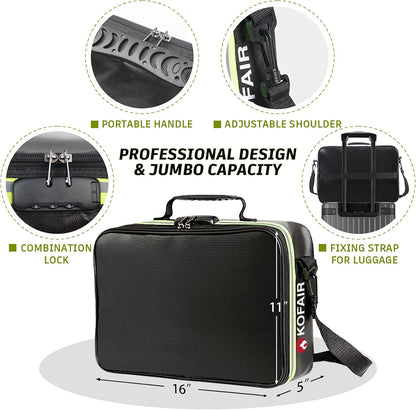 KOFAIR Fireproof Document Bag (16 x 11 x 5 inch) with Lock & Reflective Strip, Fireproof Document Lock Box with Shoulder Strap, Multi-Layer Important Document Safe Storage, Fire Safe File Organizer