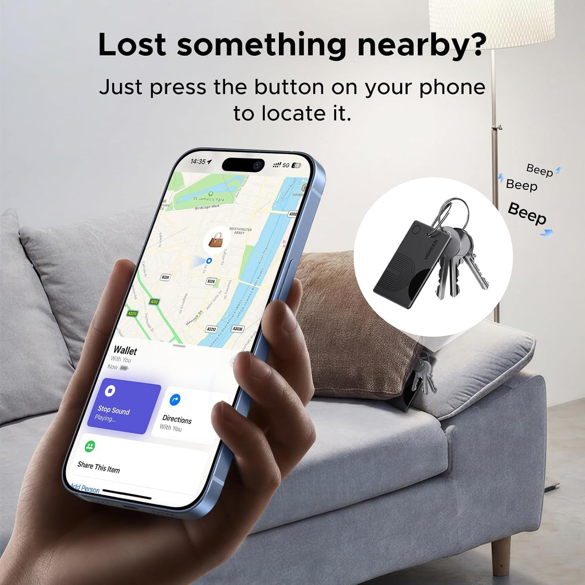 UGREEN FineTrack Slim Wallet Tracker Card (iOS Only)