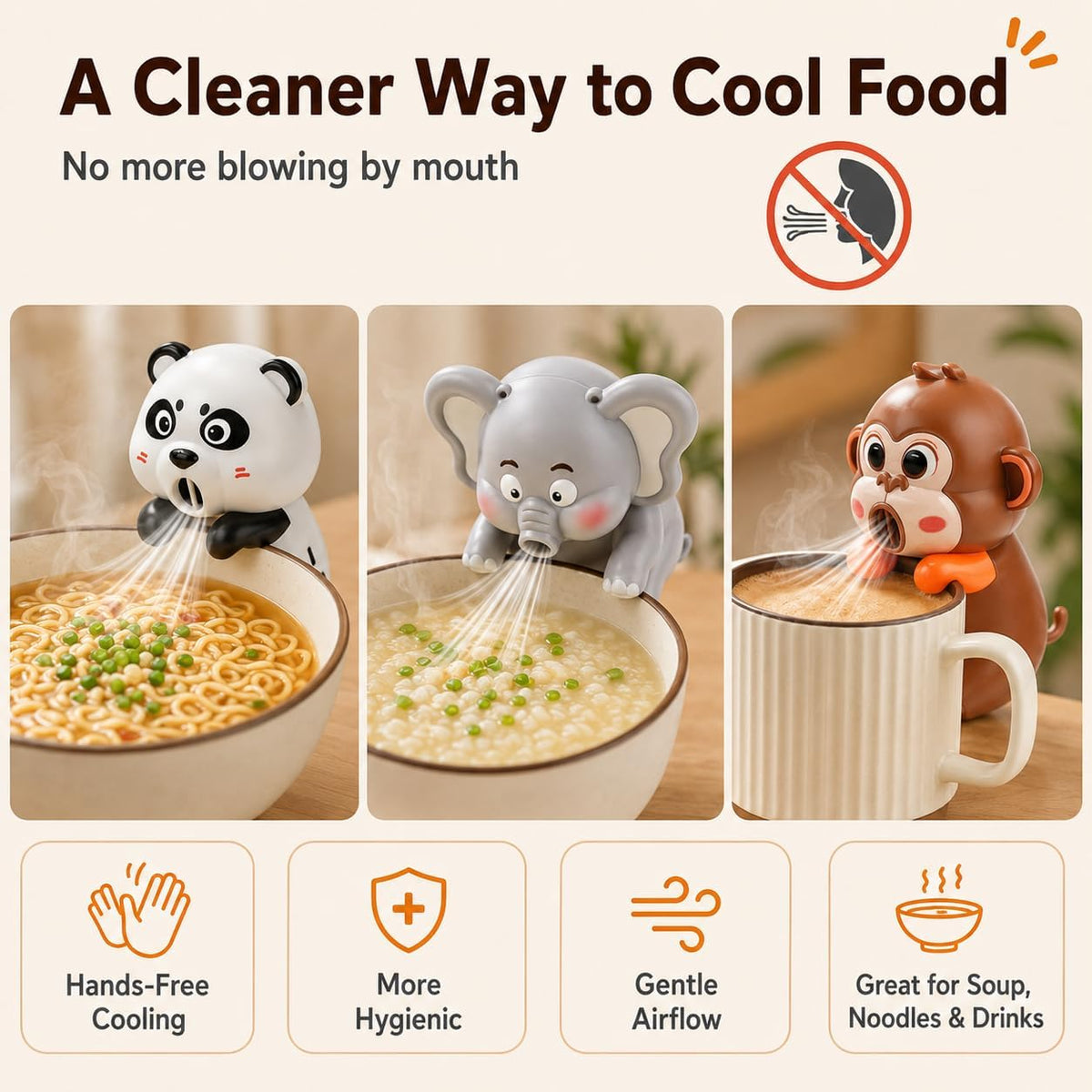 Cooling Clip-On Mini Fan for Cup & Bowl,Cute Coffee Chiller (Style1)