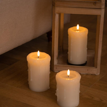 ANGELLOONG Flickering Flameless Candles, Realistic Battery Operated Candles with Remote and Timer, Set of 3 LED Candles for Fall Room Home Wedding Decor Centerpieces Table Party Christmas Decorations