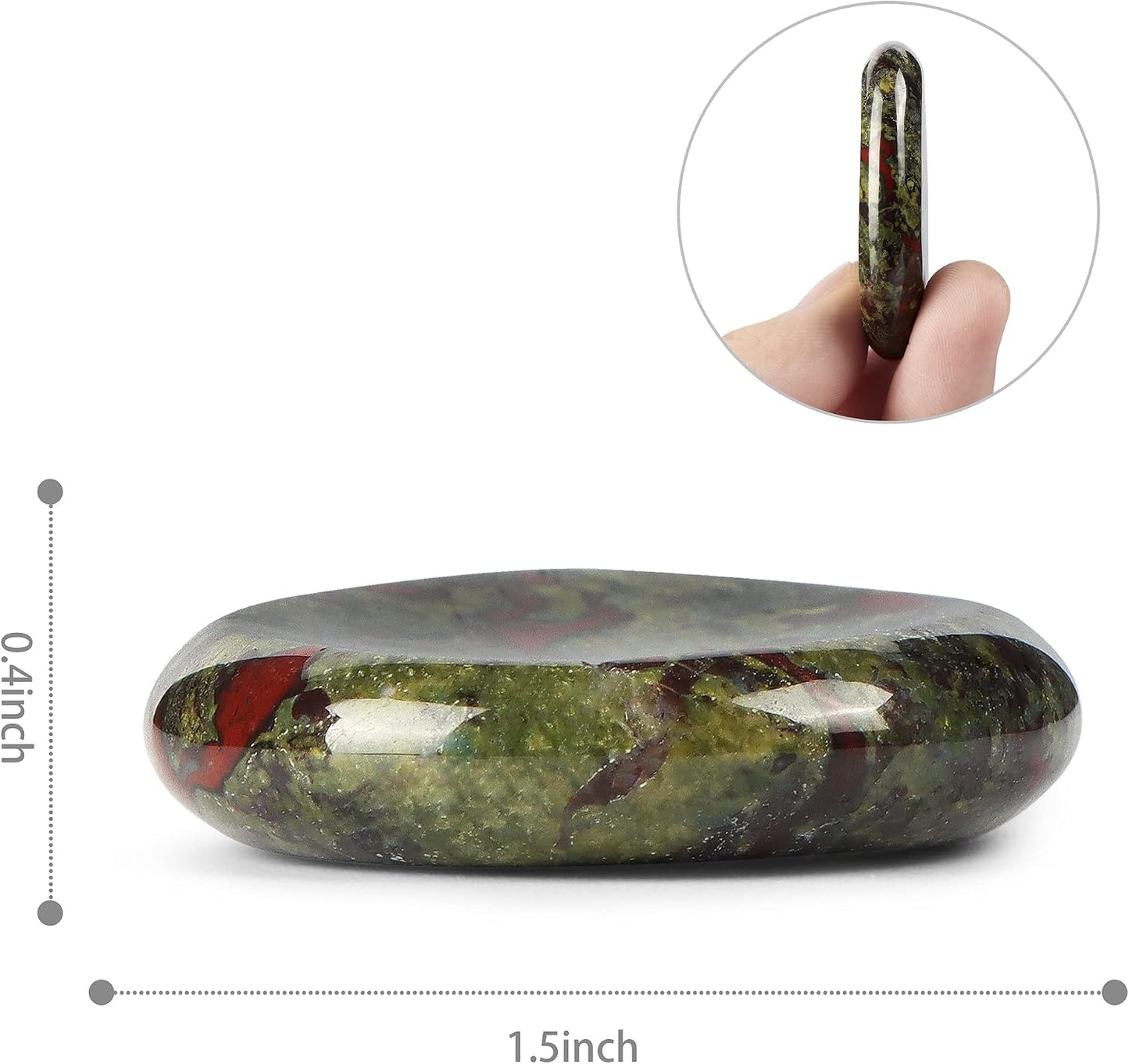 Artistone Moss Agate Crystal Chakra Thumb Worry Stone Teardrop Reiki Healing Stone Pocket Palm Stones for Anxiety Stress Relief Meditation Therapy Geometry Home Decor