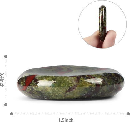 Artistone Moss Agate Crystal Chakra Thumb Worry Stone Teardrop Reiki Healing Stone Pocket Palm Stones for Anxiety Stress Relief Meditation Therapy Geometry Home Decor