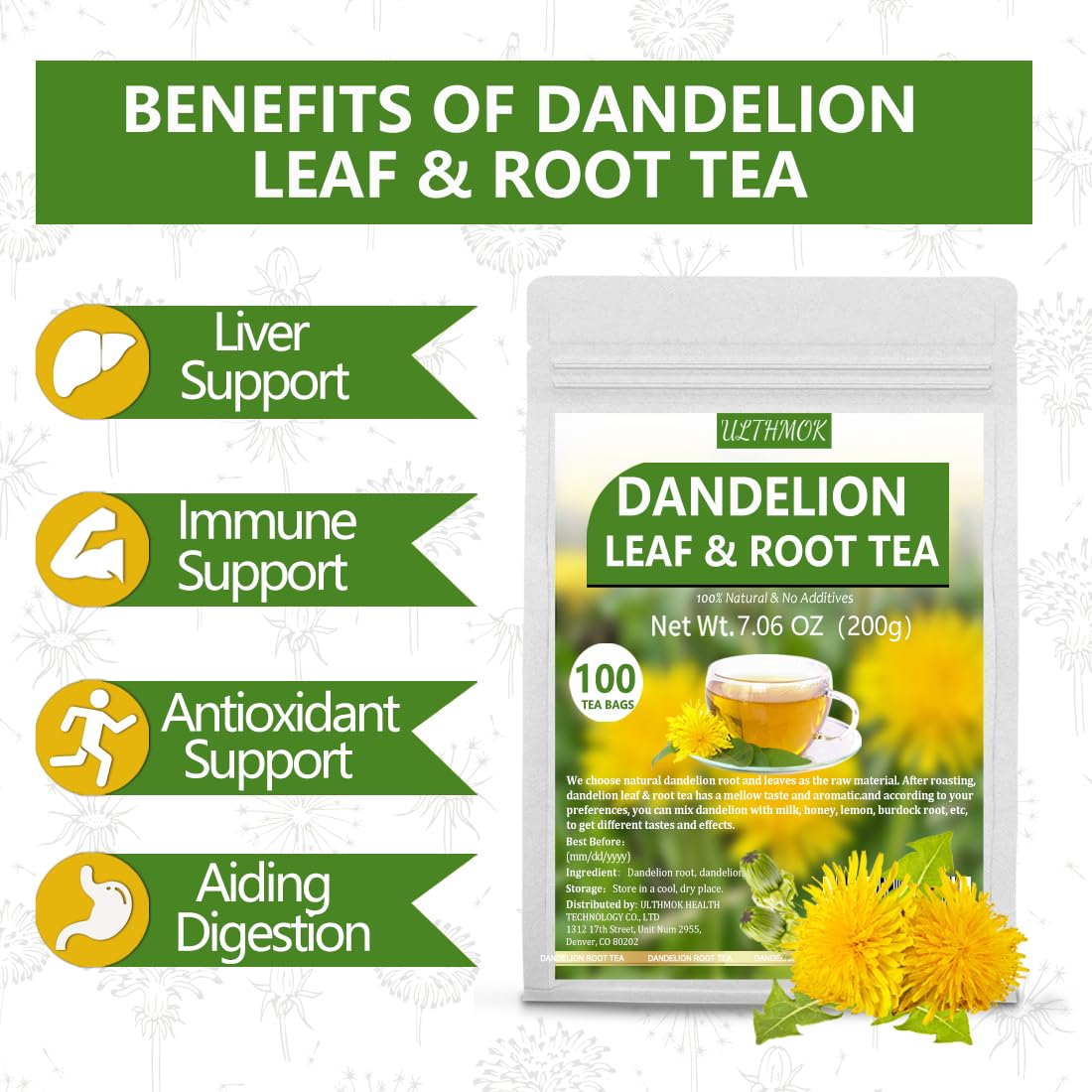 135 Premium Chamomile Tea Bags, Made with 100% Pure Natural Chamomile Flower, Caffeine Free & Non-GMO.