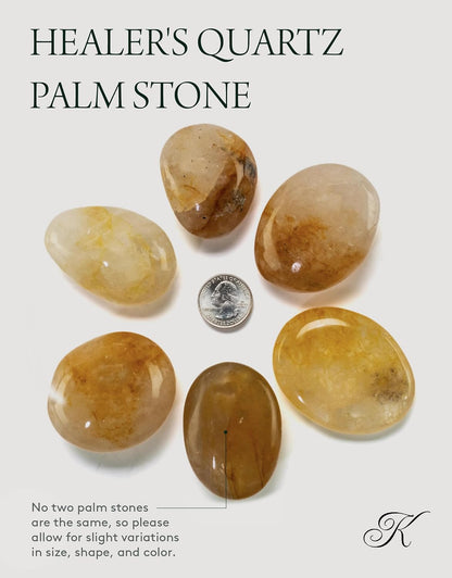 KALIFANO Palm Stone with Healing & Calming Effects - AAA+ Grade High Energy Worry Stone with Information Card - Reiki Crystal Used for Courage (Family Owned and Operated)