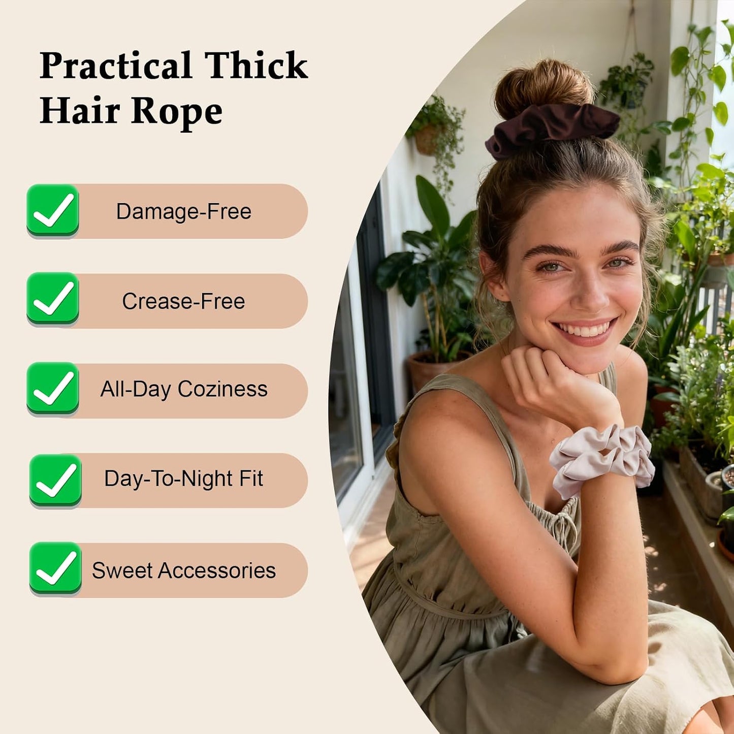 Satin Scrunchies for Women – 8PCS Blush & Brown Silk Hair Ties Set – No Crease, Frizz-Free, Gentle Elastic Hair Bands, Soft & Stylish Everyday Hair Accessories Gifts