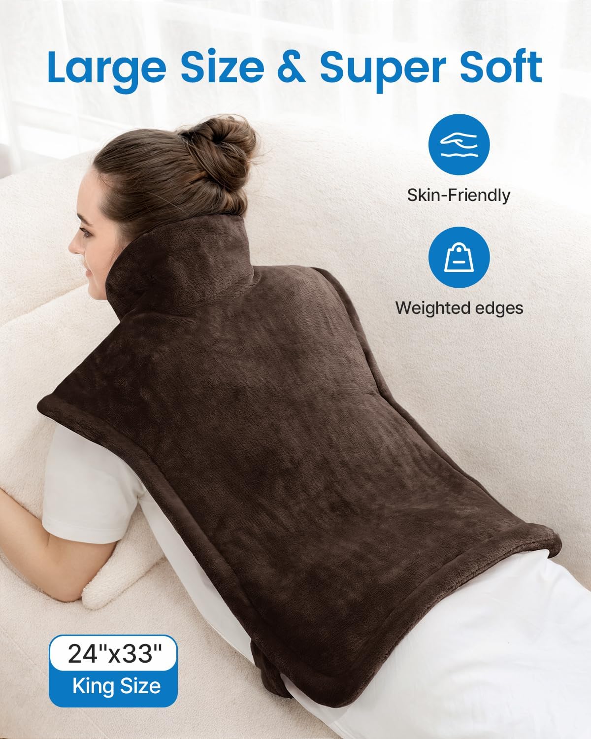 RENPHO Fathers Day Dad Gifts, Electric Heating Pad - 6 Heat Levels for Neck Shoulder and Back, Birthday Gifts for Women Men, Weighted Pad for Snug Fit, ETL Certified, FSA Eligible, 24"x33" Gray