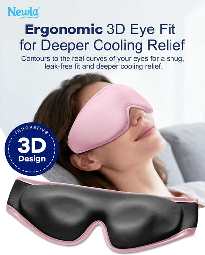 Cooling Gel Eye Mask for Puffy Eyes, Larger Full-Eye Cold Compress for Swelling, Ice-Cold Gel Therapy, Forehead & Upper Cheek Cooling Relief, Reusable Ice Pack for Eyes, FSA Eligible HSA, Black