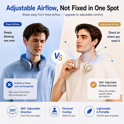 Portable Neck Fan with Cooling Plate, Adjustable Air Direction