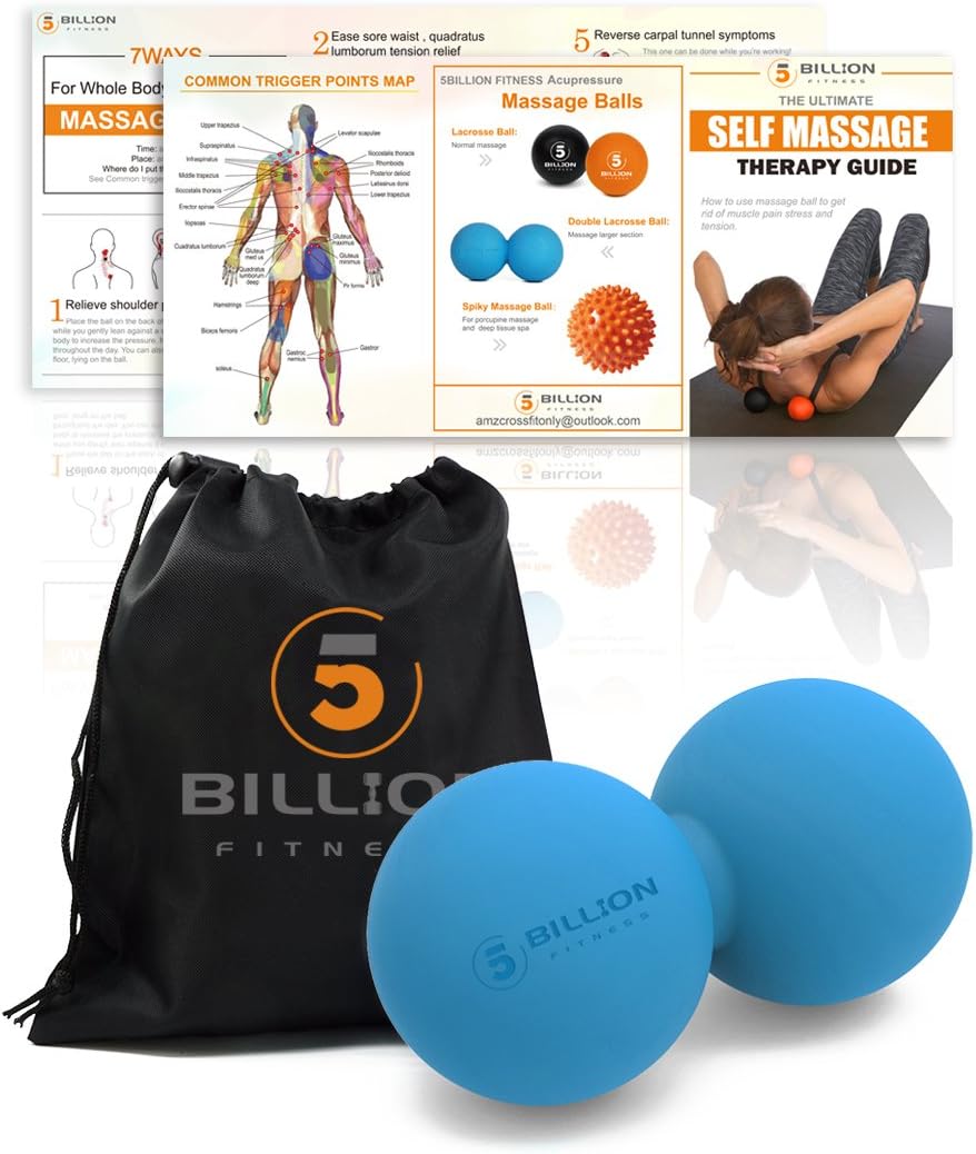 5BILLION FITNESS Peanut Massage Ball,Double Lacrosse Ball and Mobility Massage Ball for Physical Therapy - Deep Tissue Massage Tool for Myofascial Release, Muscle Relaxer, Acupoint Massage (Purple)