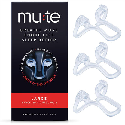 Mute Nasal Dilator Snoring Solution | Starter Pack 3 Sizes | Snore Less & Sleep Better | Nasal Strip Alternative | Comfortable Breathing Aids for Better Sleep & Improved Airflow