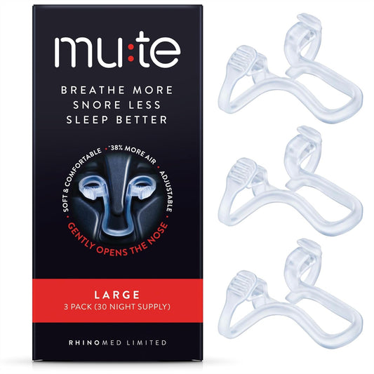 Mute Nasal Dilator Snoring Solution | Starter Pack 3 Sizes | Snore Less & Sleep Better | Nasal Strip Alternative | Comfortable Breathing Aids for Better Sleep & Improved Airflow