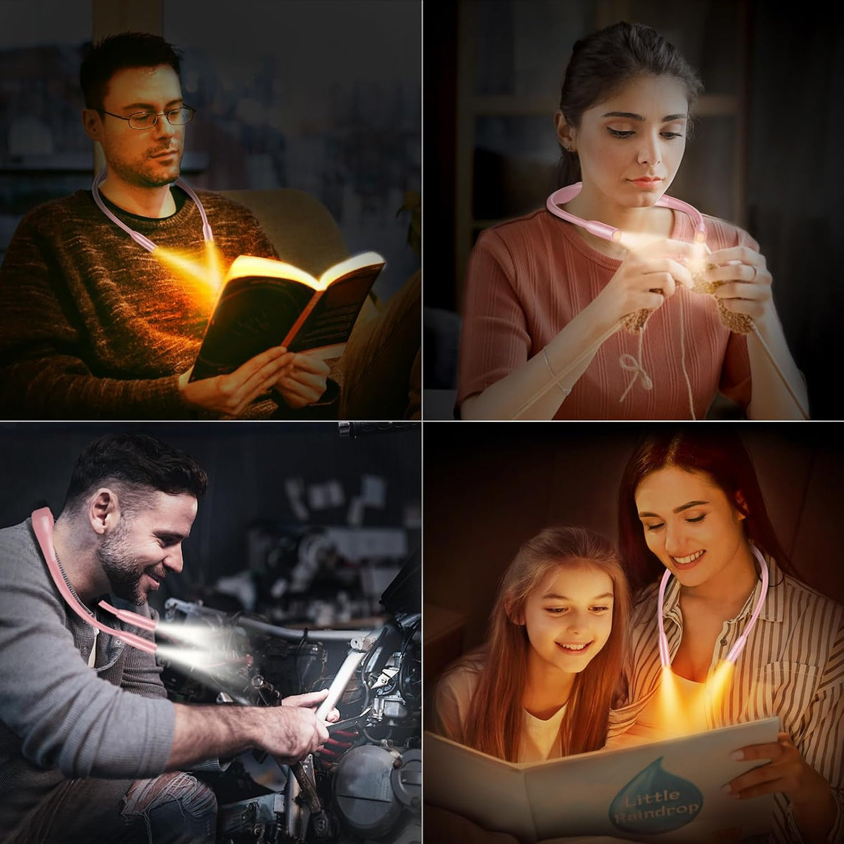 Gritin Book Light,Eye Caring 3 Colors & Stepless Dimming Neck Reading Light