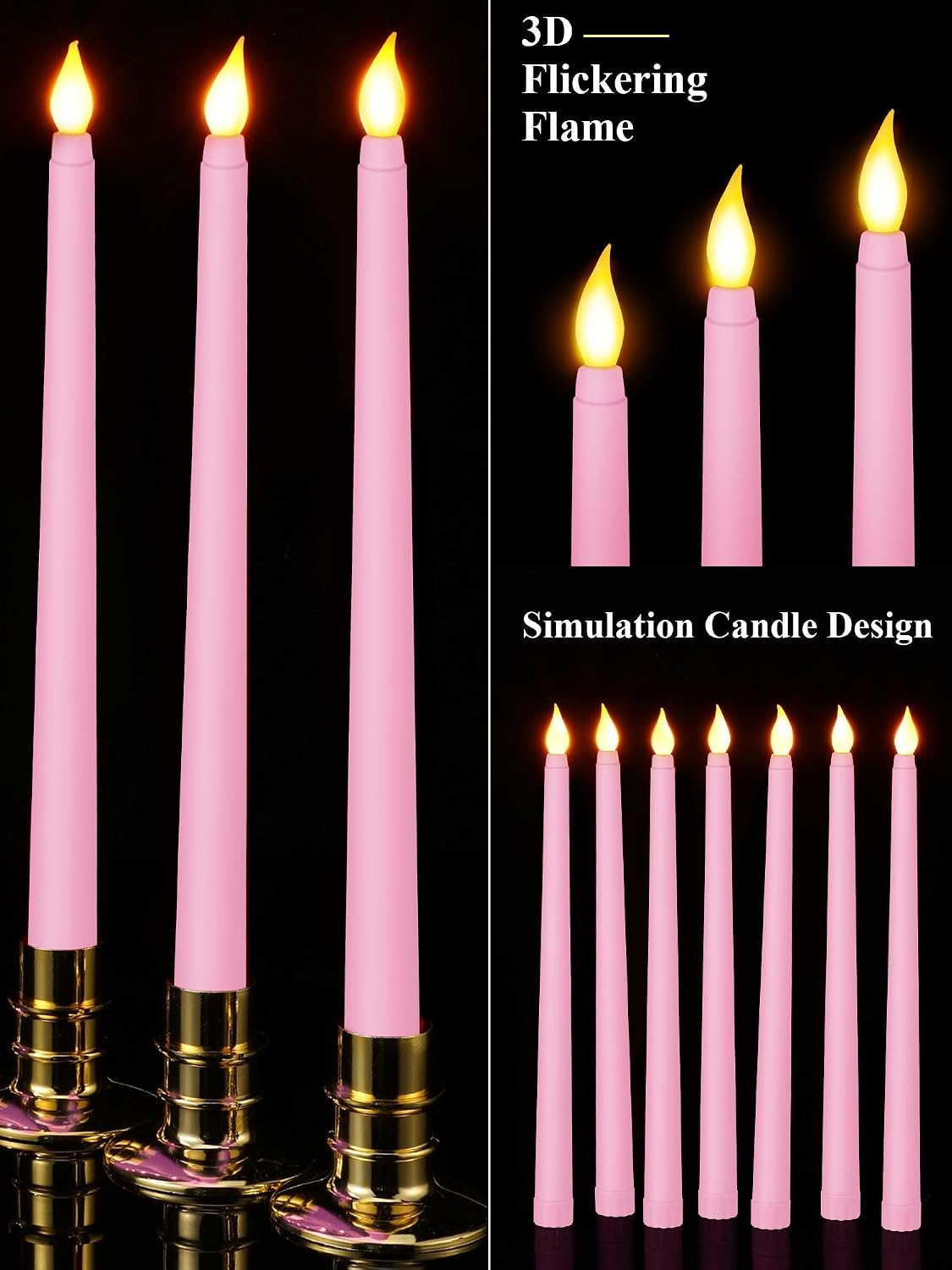 Treela 24 Pcs Flameless Taper Candles Battery Operated Bulk Fake Candles Light LED Candle Sticks Flickering Tapered for Easter Wedding Anniversary Decoration(Basic,11 Inch,Ivory)