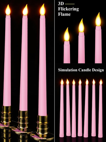 Treela 24 Pcs Flameless Taper Candles Battery Operated Bulk Fake Candles Light LED Candle Sticks Flickering Tapered for Easter Wedding Anniversary Decoration(Basic,11 Inch,Ivory)