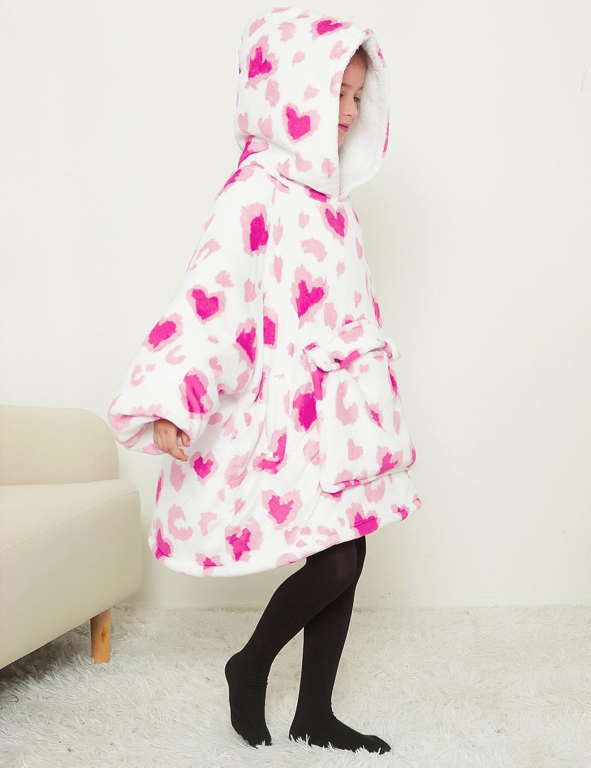 KFUBUO Wearable Blanket Hoodie for Adults Sherpa All Patterns Cat Oversized Sweatshirt Blanket with Pockets for Women