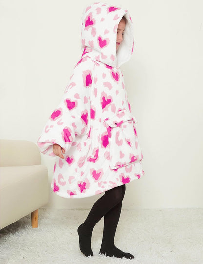 KFUBUO Wearable Blanket Hoodie for Adults Sherpa All Patterns Cat Oversized Sweatshirt Blanket with Pockets for Women